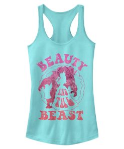Junior’s Beauty and the Beast Groovy Silhouette Racerback Tank Top