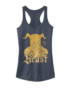 Junior’s Beauty and the Beast Horn Silhouette Racerback Tank Top