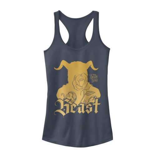 Junior’s Beauty and the Beast Horn Silhouette Racerback Tank Top