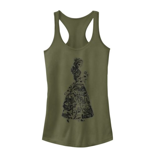 Junior’s Beauty and the Beast Lace Print Racerback Tank Top