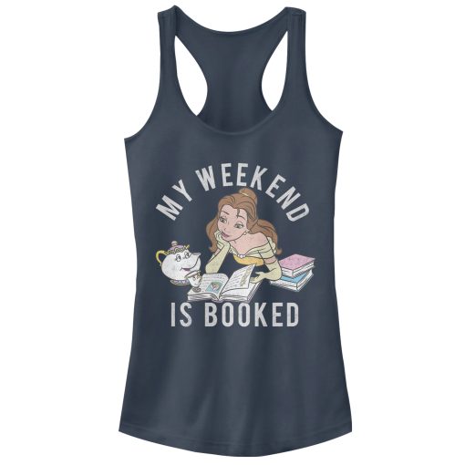 Junior’s Beauty and the Beast Weekend Booked Racerback Tank Top