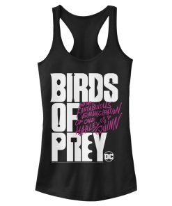 Junior’s Birds of Prey Bold Text Logo Racerback Tank Top