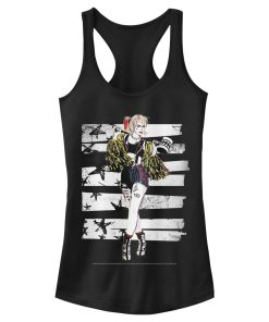 Junior’s Birds of Prey Harley Quinn Comic Pose Racerback Tank Top
