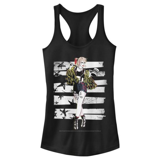 Junior’s Birds of Prey Harley Quinn Comic Pose Racerback Tank Top