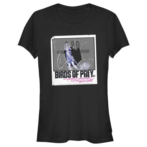 Junior’s Birds of Prey Harley Quinn Shattered Polaroid T-Shirt