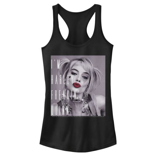 Junior’s Birds of Prey I’m Harley Freakin’ Quinn Racerback Tank Top