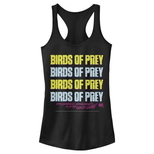 Junior’s Birds of Prey Logo Stack Racerback Tank Top