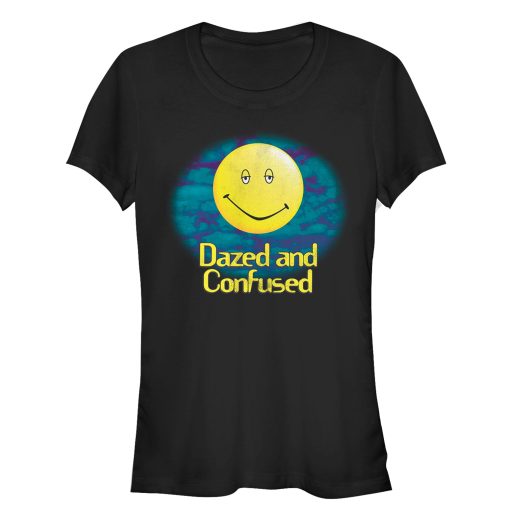 Junior’s Dazed and Confused Cloudy Big Smiley Logo T-Shirt