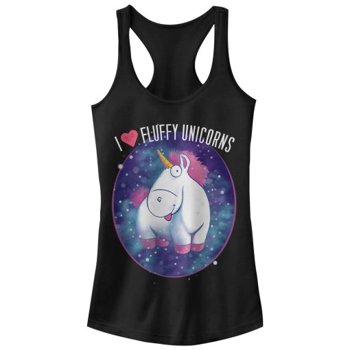 Junior’s Despicable Me Love Fluffy Unicorns Racerback Tank Top