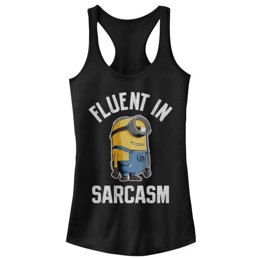 Junior’s Despicable Me Minion Fluent in Sarcasm Racerback Tank Top