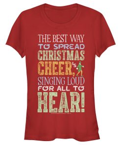 Junior’s Elf Christmas Sing For Cheer Quote T-Shirt