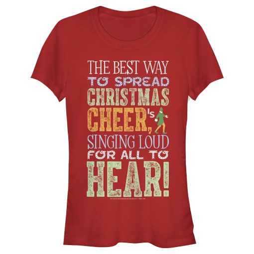 Junior’s Elf Christmas Sing For Cheer Quote T-Shirt