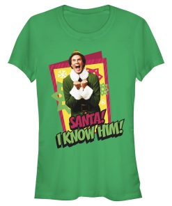 Junior’s Elf Santa I Know Him Quote T-Shirt