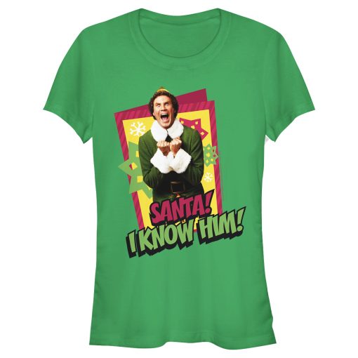 Junior’s Elf Santa I Know Him Quote T-Shirt