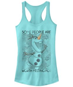 Junior’s Frozen Olaf Worth Melting For Racerback Tank Top