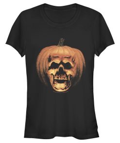 Junior’s Halloween II Skeleton Carved Pumpkin T-Shirt