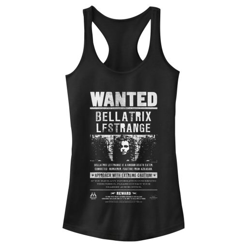 Junior’s Harry Potter Bellatrix Wanted Poster Racerback Tank Top