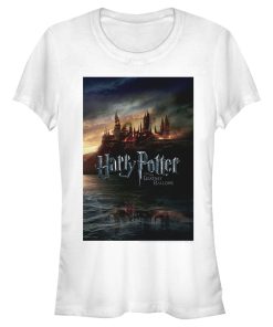 Junior’s Harry Potter Deathly Hallows Hogwarts Poster T-Shirt