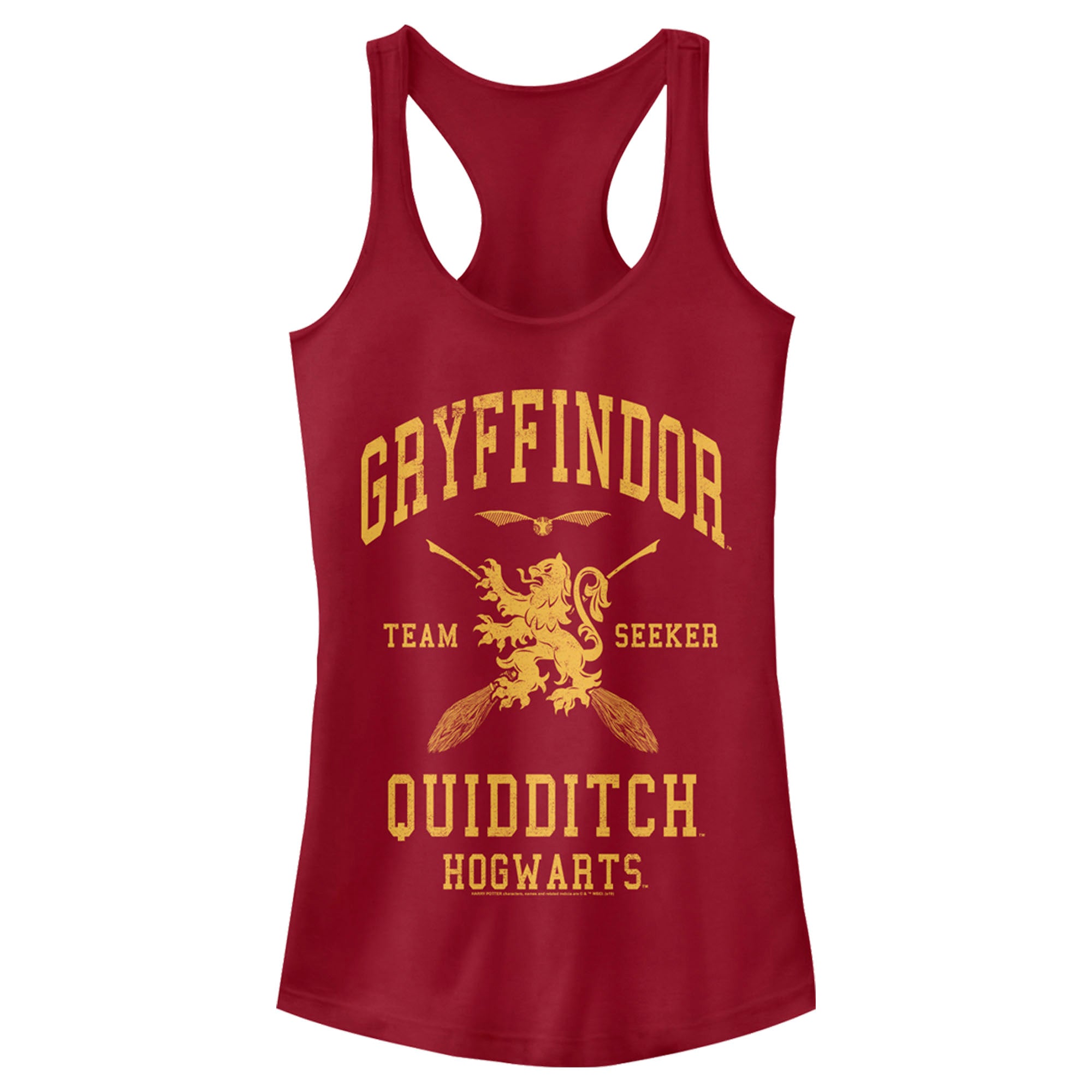 Junior's Harry Potter Gryffindor Quidditch Gold Team Seeker Racerback Tank Top Junior's Harry Potter Gryffindor Quidditch Gold Team Seeker Racerback Tank Top