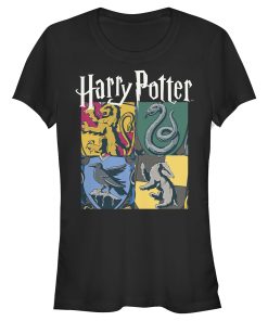 Junior’s Harry Potter Hogwarts Houses Vintage Collage T-Shirt