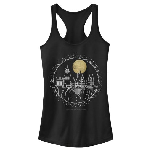 Junior’s Harry Potter Hogwarts Line Art Moonrise Racerback Tank Top