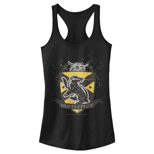 Junior’s Harry Potter Hufflepuff Snitch Crest Racerback Tank Top