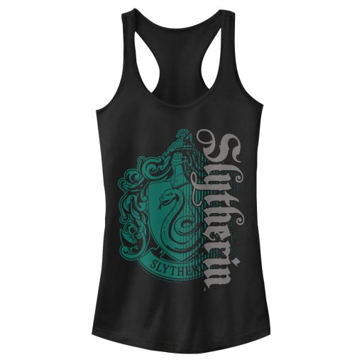 Junior’s Harry Potter Slytherin Dark Badge Logo Racerback Tank Top