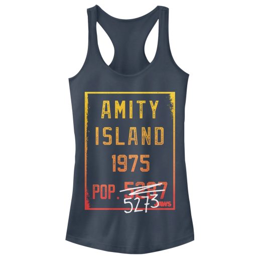 Junior’s Jaws Amity Island Population Racerback Tank Top