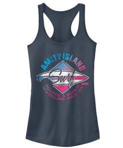 Junior’s Jaws Amity Island Surfboard Repair Racerback Tank Top