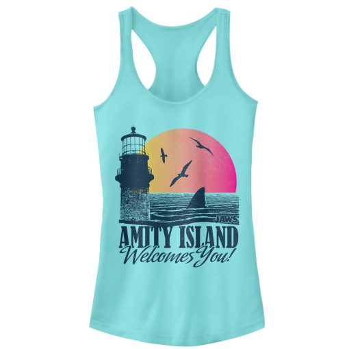 Junior’s Jaws Amity Island Tourist Welcome Racerback Tank Top