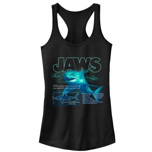 Junior’s Jaws Shark Blueprint Racerback Tank Top