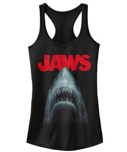 Junior’s Jaws Shark Teeth Poster Racerback Tank Top