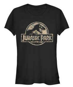 Junior’s Jurassic Park Camo Logo T-Shirt