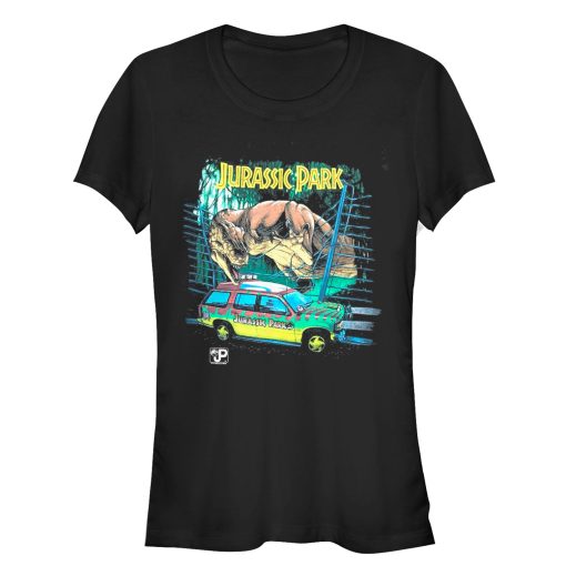 Junior’s Jurassic Park Car Chase Scene T-Shirt