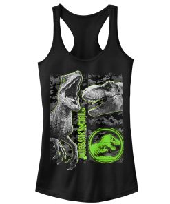 Junior’s Jurassic World Fallen Kingdom Camo Print Dinosaurs Racerback Tank Top