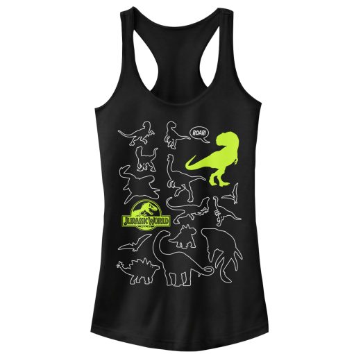 Junior’s Jurassic World Fallen Kingdom Dinosaur Outline Racerback Tank Top