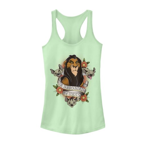 Junior’s Lion King Scar Surrounded By Idiots Tattoo Racerback Tank Top