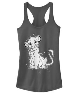 Junior’s Lion King Simba Smirk Paint Splatter Print Racerback Tank Top