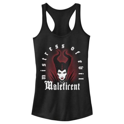 Junior’s Maleficent Mistress of All Evil Airbrush Silhouette Racerback Tank Top