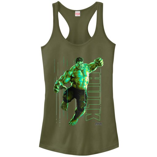 Junior’s Marvel Avengers Infinity War Hulk Portrait Racerback Tank Top