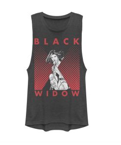 Junior’s Marvel Black Widow Gradient Pose Festival Muscle Tee