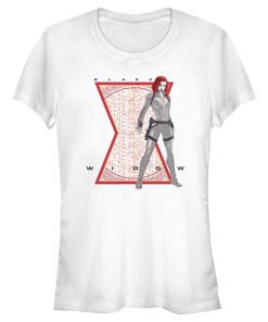 Junior’s Marvel Black Widow Hourglass Secret Code T-Shirt