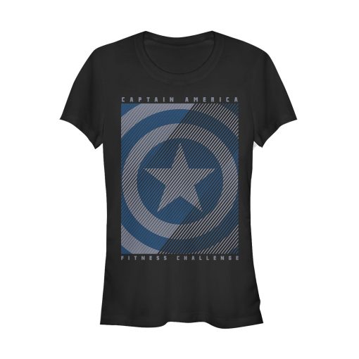 Junior’s Marvel Captain America Fitness Challenge Streaks T-Shirt