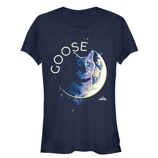 Junior’s Marvel Captain Marvel Moon Goose Cat T-Shirt