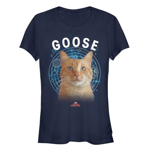 Junior’s Marvel Captain Marvel Planet Goose Cat T-Shirt