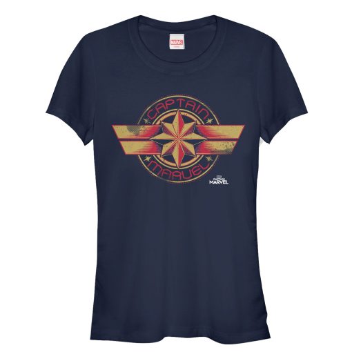 Junior’s Marvel Captain Marvel Retro Star Emblem T-Shirt