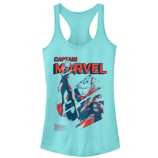 Junior’s Marvel Captain Marvel Streaks Racerback Tank Top