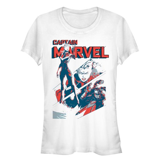 Junior’s Marvel Captain Marvel Streaks T-Shirt