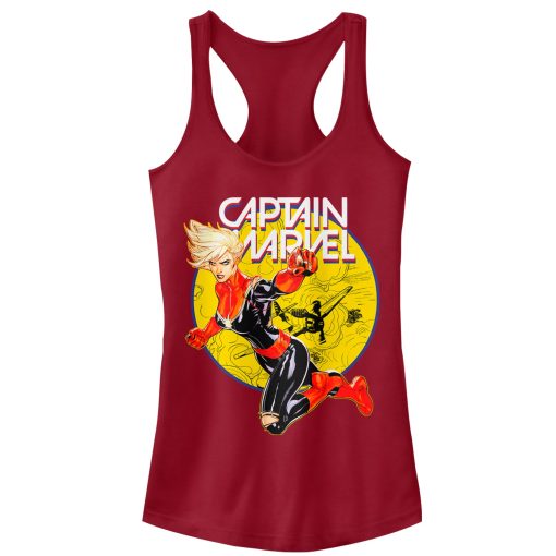 Junior’s Marvel Captain Marvel Vintage Ring Racerback Tank Top