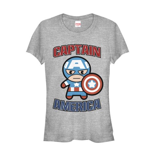 Junior’s Marvel Cartoon Kawaii Captain America T-Shirt